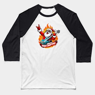 Santa Christmas Rock Baseball T-Shirt